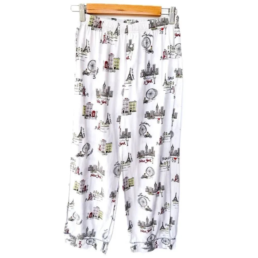 Victoria’s Secret Gray NYC City Print Flannel 100% Cotton PJ Pajama Pants XS